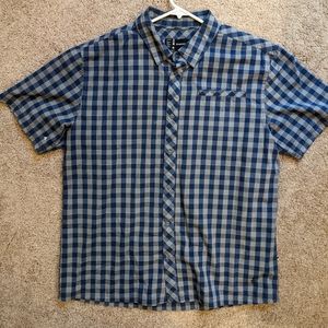 Smartwool Button Down Grey Blue Plaid Shirt